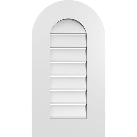 Ekena Millwork Round Top Surface Mount PVC Gable Vent: Functional, w/ 3-1/2"W x 1"P Standard Frame, 14"W x 26"H GVPRT14X2601SF